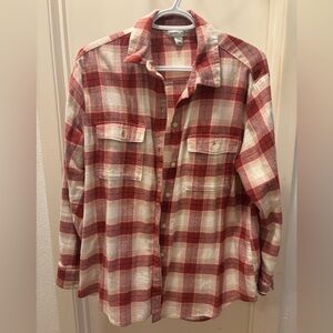 Old Navy Red and Cream Plaid Shirt